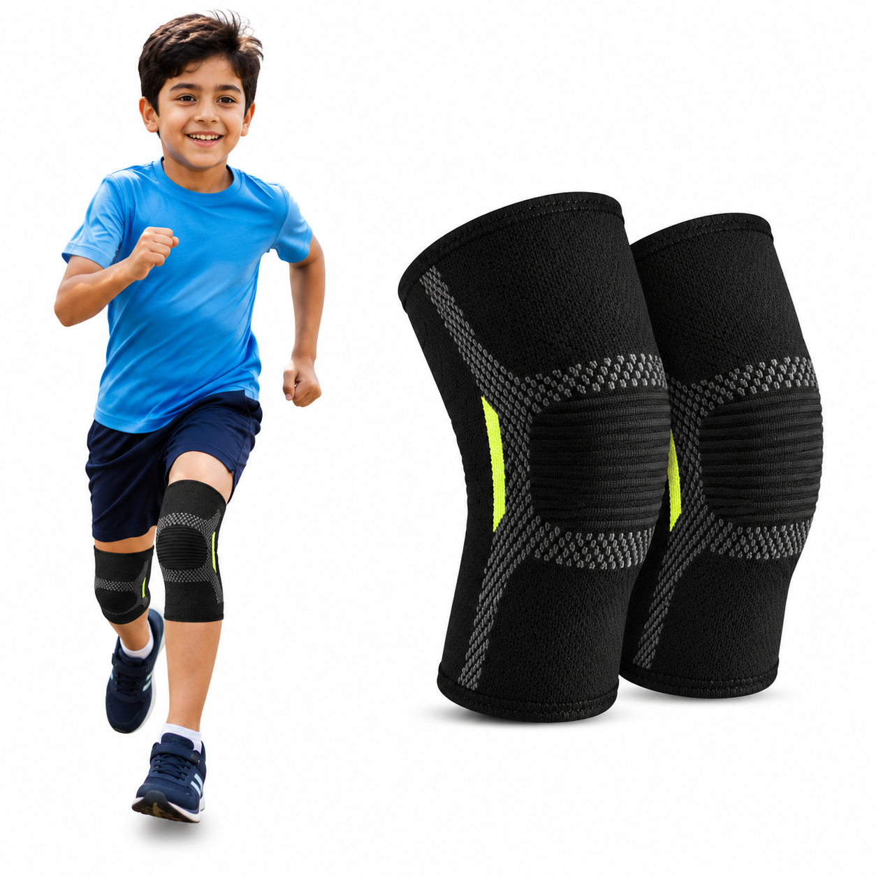 Medilink 3D Knee Cap for Kids | Compression Knee Support Sleeve for Sports, Running, Cycling, Outdoor Activities, Joint Stability & Everyday Comfort (Pair)