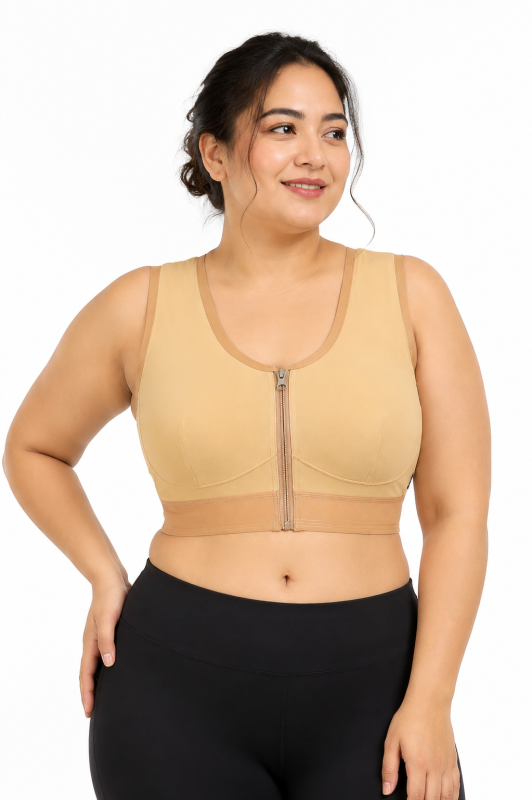 Medilink Post Surgery Compression Bra for Women | Front Zip Surgical Recovery Bra | Moderate Compression Support for Breast Surgery, Augmentation, Reduction, Mastectomy & Post-Operative Recovery