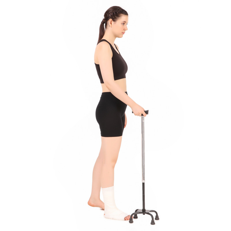 Medilink Quadripod Walking Stick | Four Leg Walking Cane with Adjustable Height | Anti-Slip Base for Enhanced Stability | Mobility Aid for Elderly, Injury Recovery & Rehabilitation Support