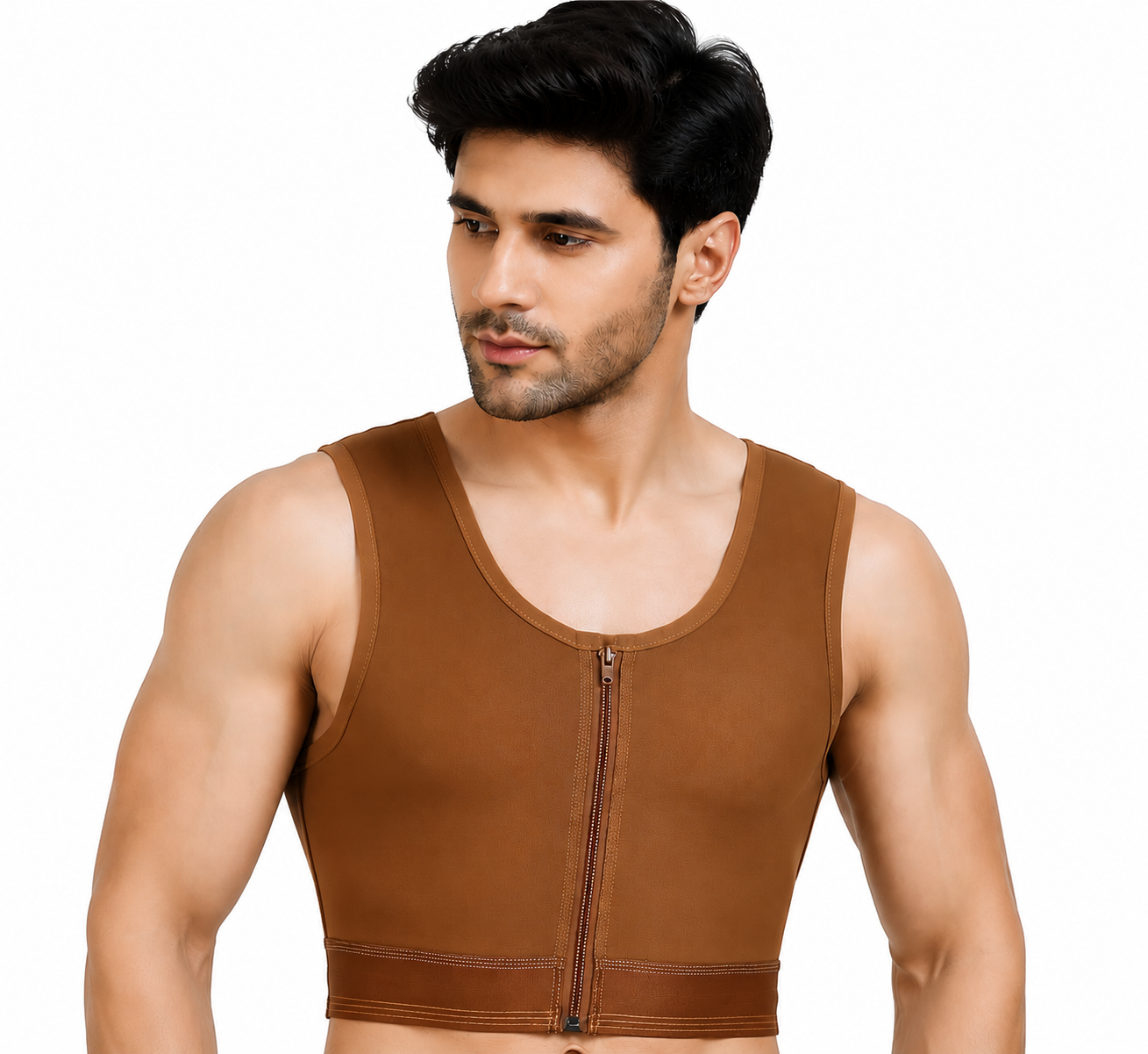 Medilink Gynecomastia Compression Vest for Men | High Compression Chest Binder | Front Zip and Hook Closure | Post Surgery Recovery Support | Chest Shapewear Garment