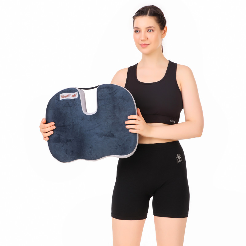 Medilink Orthopedic Coccyx Seat Cushion | Memory Foam Tailbone Cushion | U-Shaped Coccyx Support Pillow | Pressure Relief Cushion for Office Chair, Car Seat & Wheelchair